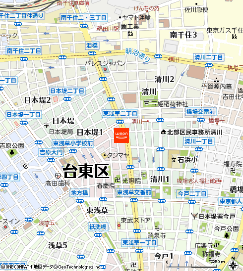 まいばすけっと東浅草2丁目店付近の地図